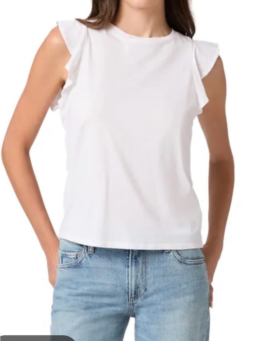 Petal Lush Ruffled Sleeveless Boho Top | White | Size Small